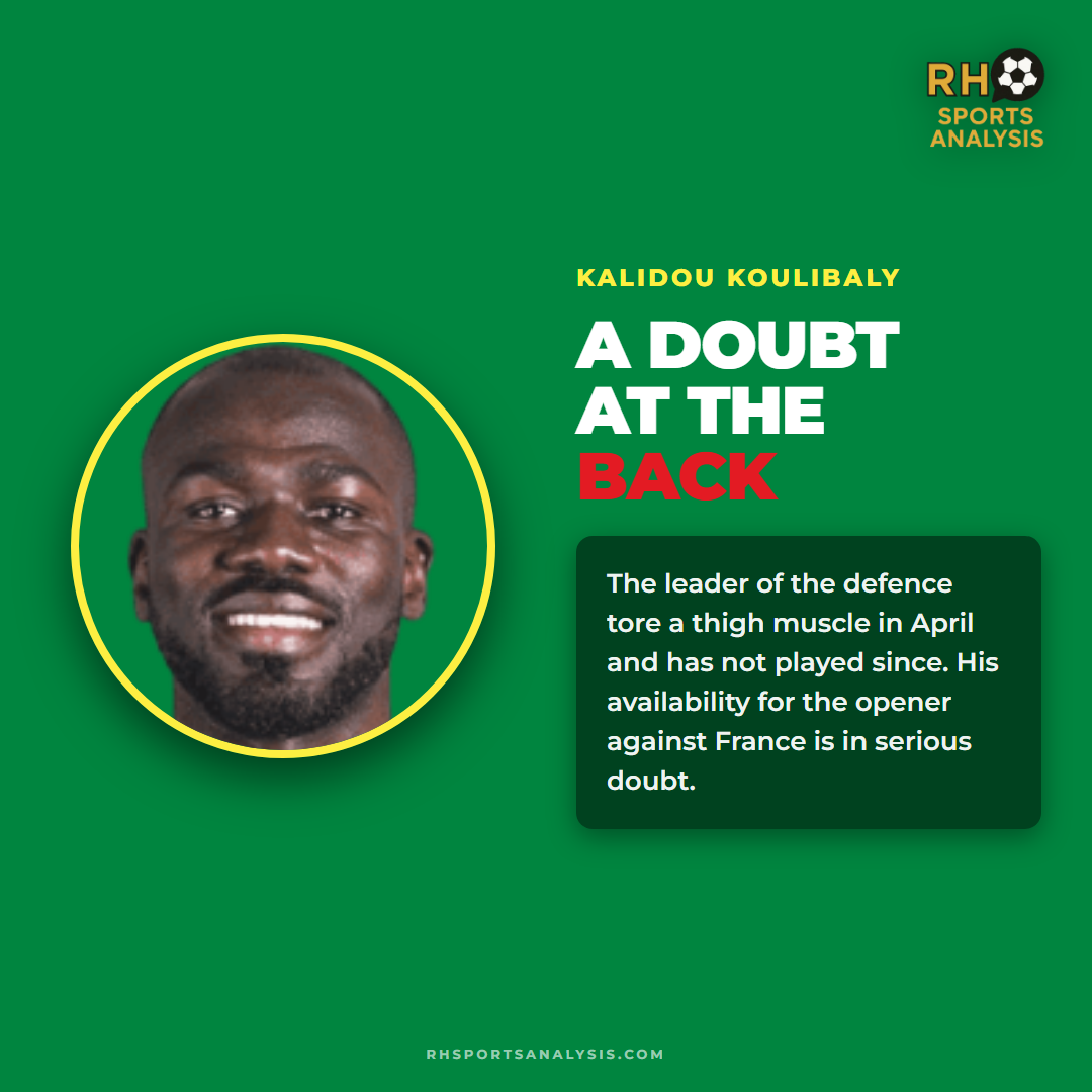Kalidou Koulibaly a doubt at the back: the leader of the defence tore a thigh muscle in April and his availability for the opener against France is in serious doubt.